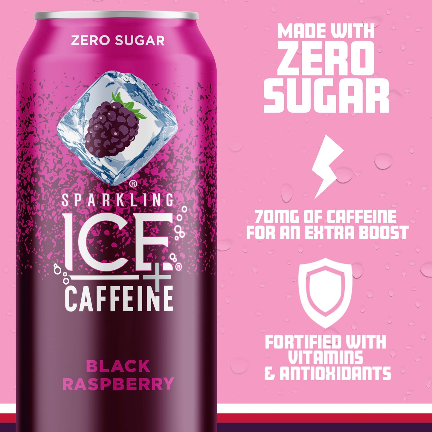 Sparkling Ice Black Raspberry Variety Pack with Caffeine, Zero Sugar Flavored Sparkling Water with Antioxidants, Vitamins, and Zero Calories (16 fl oz Cans, 12 count)