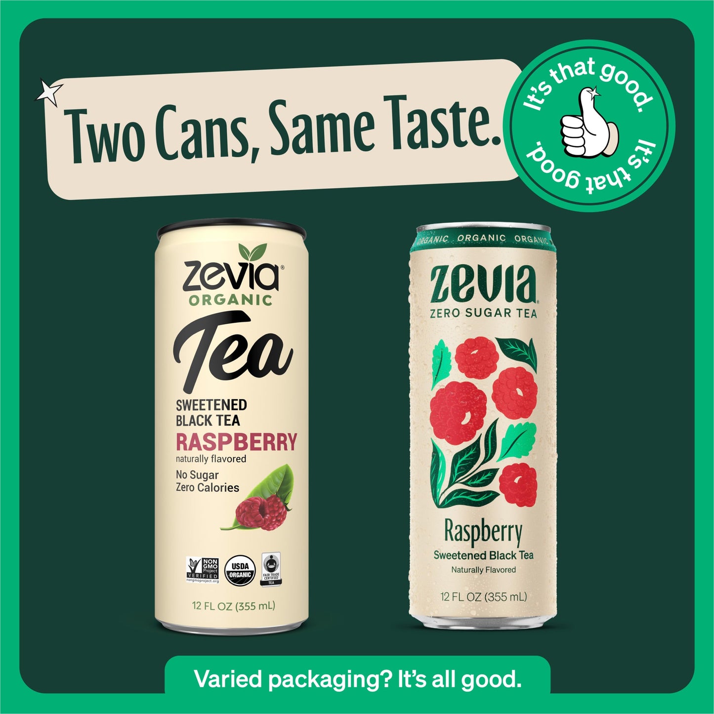 ZEVIA Organic Sweetened Raspberry Black Tea, 12 FZ