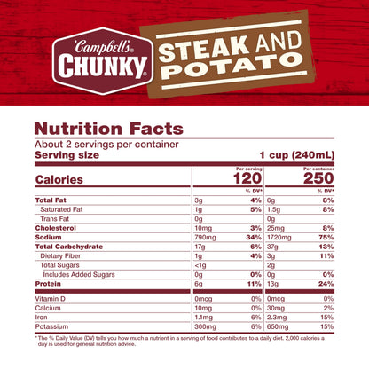Campbell’s Chunky Soup, Steak and Potato Soup, 18.8 oz Can