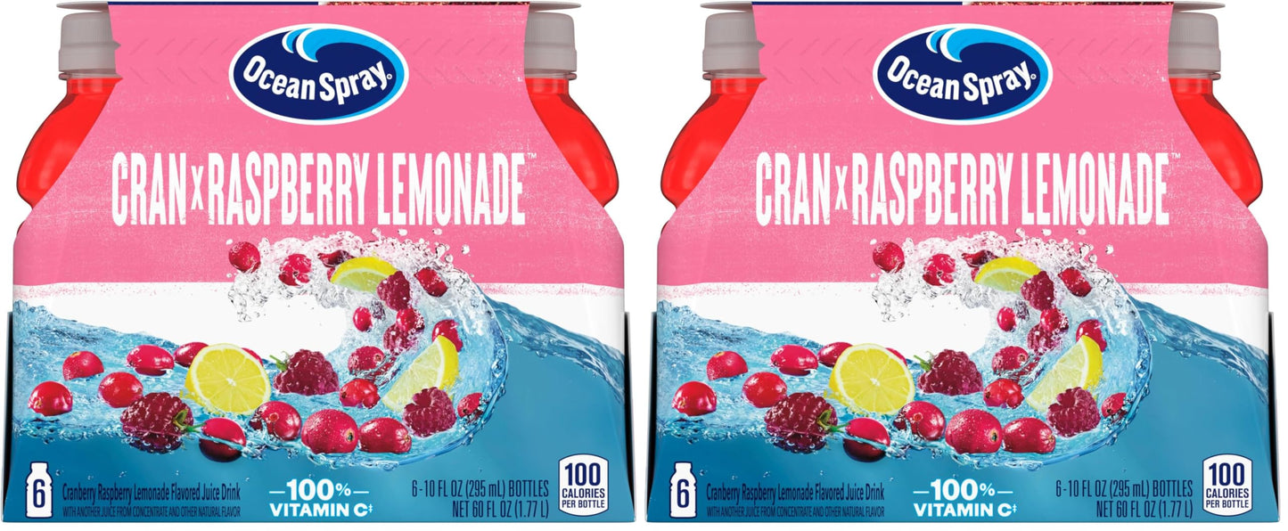 Ocean Spray® Cran-Raspberry Lemonade™ Cranberry Raspberry Lemonade Juice Drinks, 10 Fl Oz Bottles, 6 Count (Pack of 2)