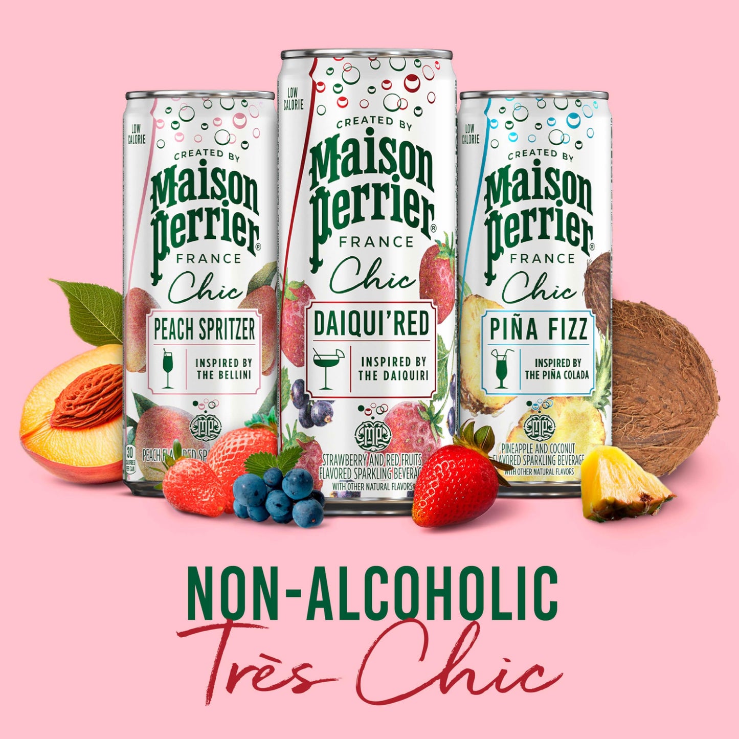 Maison Perrier Chic Variety Pack Flavored Sparkling Beverage, Low Calorie, Mocktails, 12-Pack