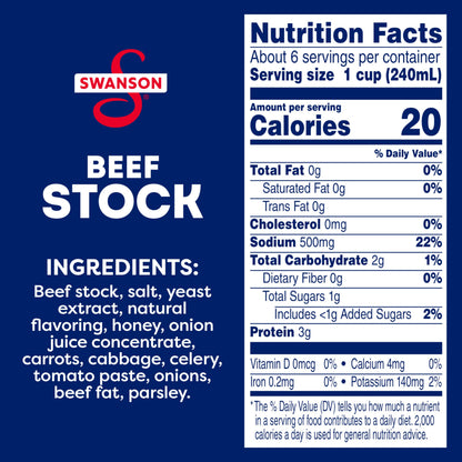Swanson 100% Natural, Gluten-Free Beef Stock, 48 oz Carton (Pack of 2)