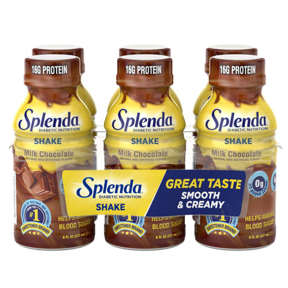 SPLENDA Diabetes Care Shakes - Meal Replacement Shake, 8 Fluid Ounces Per Bottle (Milk Chocolate, 6 Pack)