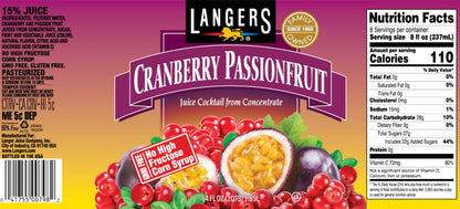 Langers Cranberry Variety Pack, Cranberry Cocktail, Raspberry, Passionfruit, Blood Orange, 64 fl oz (Pack of 4)