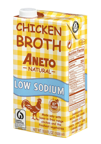 Aneto 100% Natural Low Sodium Chicken Broth, 34 Fl Oz