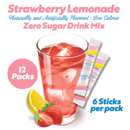 Sonic Singles to Go Powdered Drink Mix, Strawberry Lemonade, 6 Sticks per Box, 6 Boxes included (36 Sticks Total)