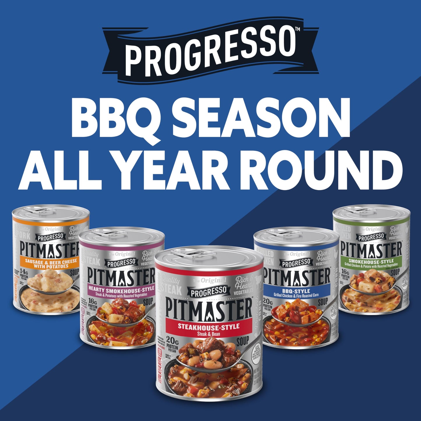 Progresso Pitmaster Hearty Smokehouse Style, Steak and Potatoes with Roasted Vegetables, Gluten Free, Canned Soup, 18.5 oz