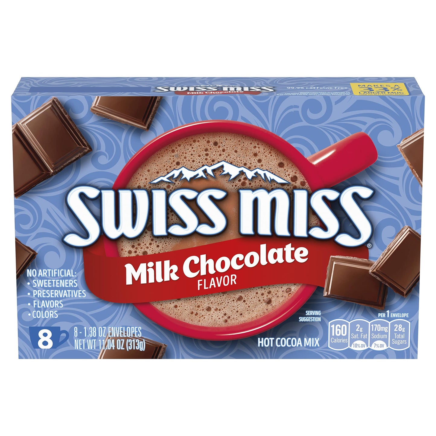 Swiss Miss Milk Chocolate Flavored Hot Cocoa Mix, Hot Cocoa Bar Supplies, 1.38 oz., 8-Count Envelopes (12 Boxes)