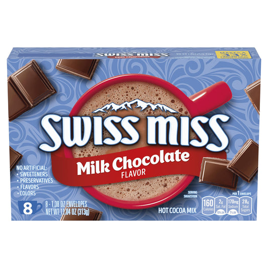 Swiss Miss Milk Chocolate Flavored Hot Cocoa Mix, Hot Cocoa Bar Supplies, 1.38 oz., 8-Count Envelopes (12 Boxes)