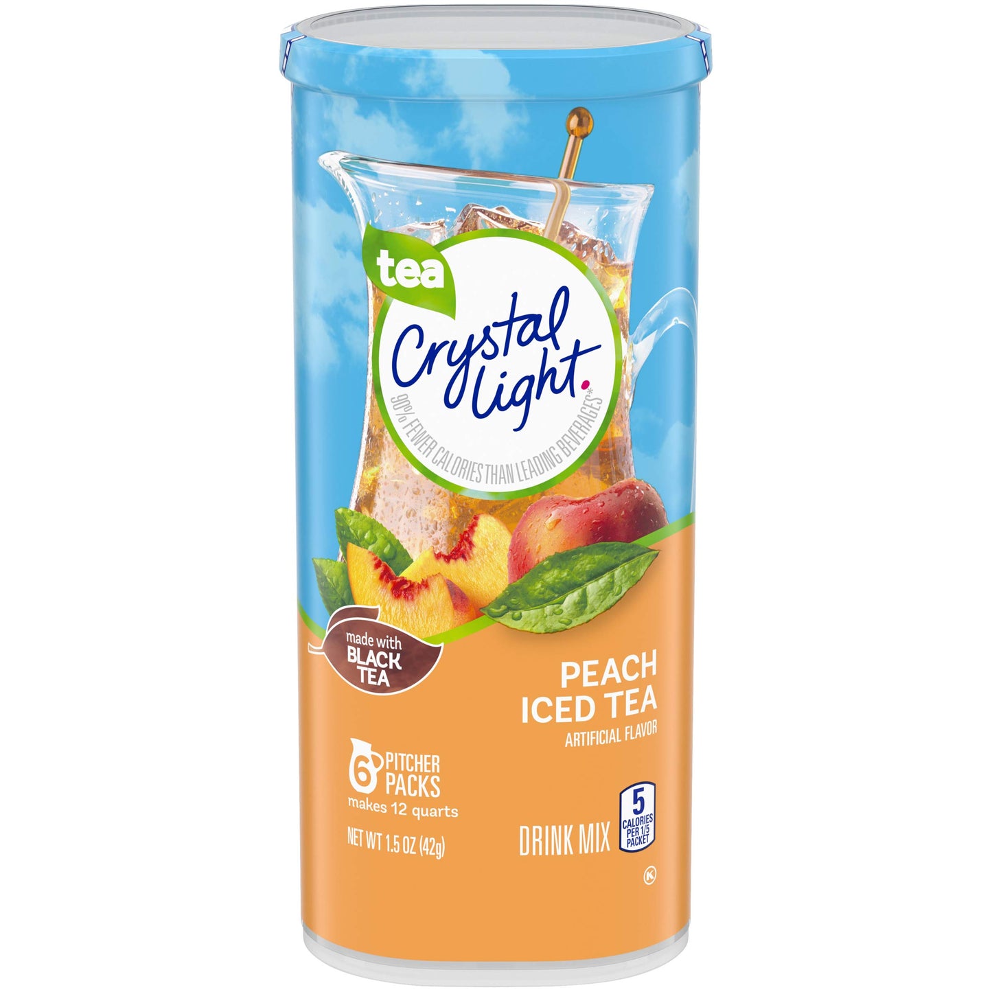 Crystal Light Sugar-Free Peach Iced Tea Powdered Drink Mix Bundle (72 Pitcher Packets + 120 On-The-Go Packets)
