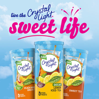 Crystal Light Decaf Lemon Iced Tea Naturally Flavored Powdered Drink Mix, 72 ct Pack, 12 Canisters of 6 Pitcher Packets