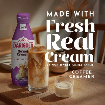 Darigold Lactose Free Sweet Cream Coffee Creamer - UHT Pasteurized, Gluten Free, Kosher, rbST Free Sweet Cream Creamer - Made with No Oils & Fresh, Real Cream - Sweet Cream, 32oz (6 Pack)