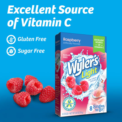Wyler's Light Singles Water Drink Mix To Go Powder Packets, Raspberry, 8 Count