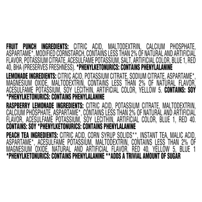 Crystal Light Refreshing Drink Mix Variety Pack, 44 Packets, for Convenient Hydration, Lemonade, Raspberry Lemonade, Peach Iced Tea, Fruit Punch, Natural and Artificial Flavor, Zero Sugar, 4.18 oz