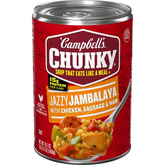 Campbell’s Chunky Soup, Jazzy Jambalaya with Chicken, Sausage and Ham Soup, 16.1 oz Can