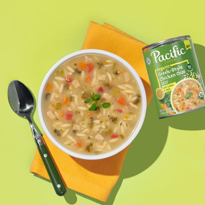 Pacific Foods Organic Greek-Style Chicken Orzo Soup With Lemon and Herb, 16.1 oz Can