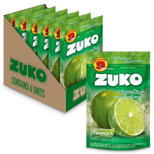 Zuko Lime Instant Powder Drink Family Pack, 14.1 oz, Pack of 6