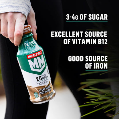 Muscle Milk Plant Based Protein Shake,Chocolate,11.16 Fl Oz,(Pack of 24)