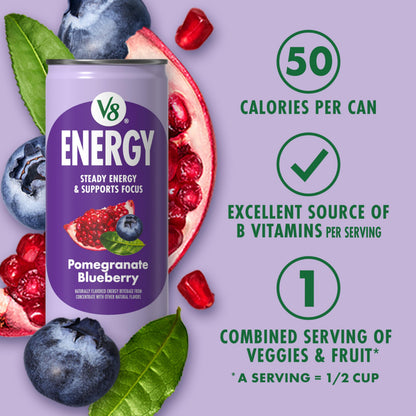 V8 Energy Pomegranate Blueberry Energy Drink, 8 fl oz Can