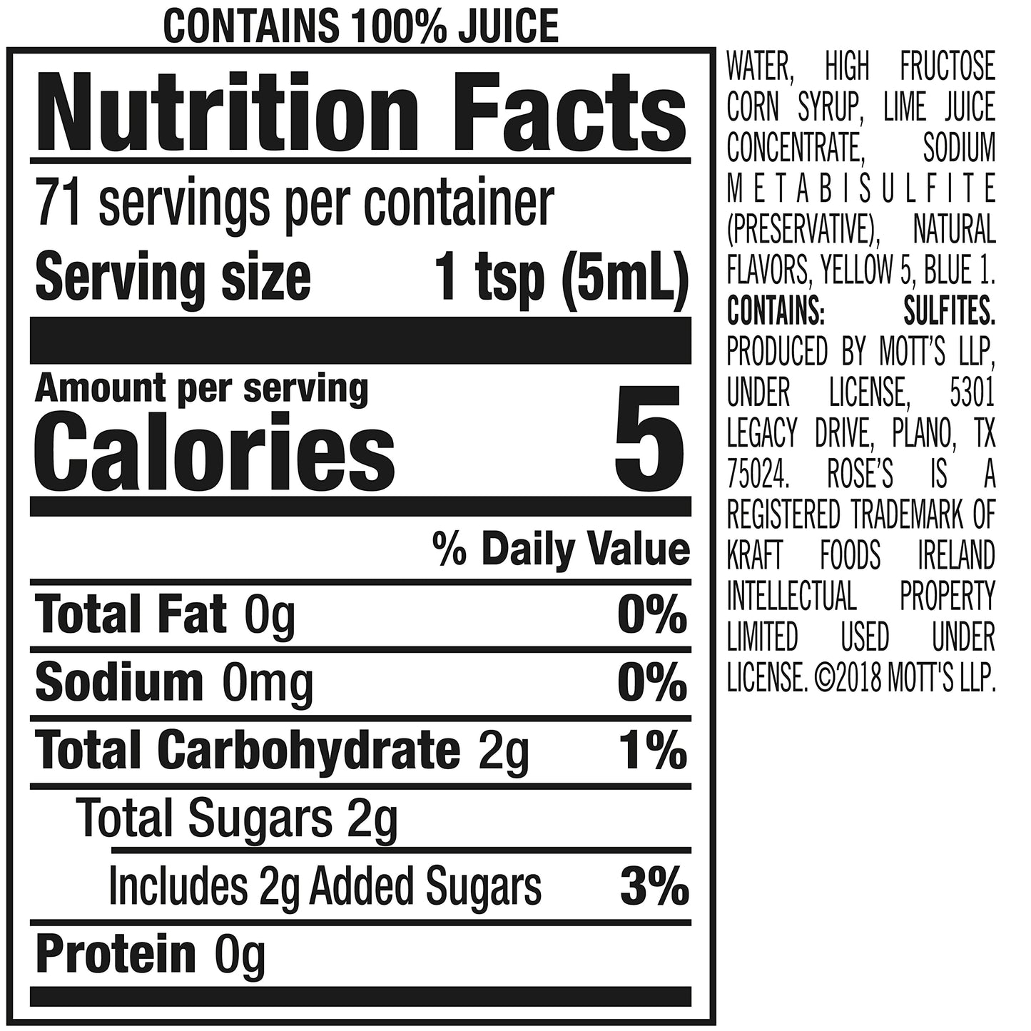 Rose's, Sweetened Lime Juice, 12 Fl Oz Bottle