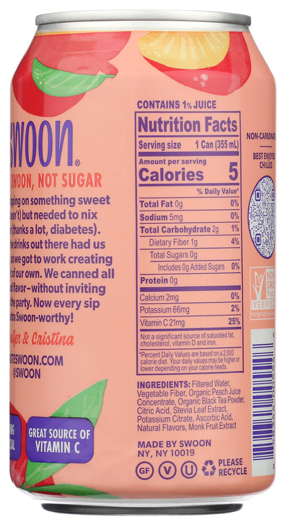 Swoon, Tea Peach Zero Sugar, 12 Fl Oz