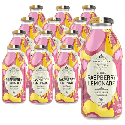 Harney and Sons Raspberry Lemonade Juice Drink, Glass Bottles, 16 ounce, (Pack of 12)