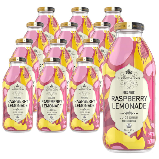 Harney and Sons Raspberry Lemonade Juice Drink, Glass Bottles, 16 ounce, (Pack of 12)