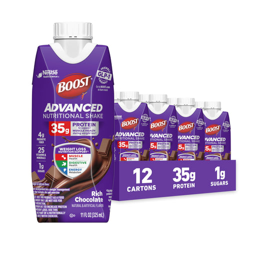 BOOST Advanced Nutritional Protein Shake, Weight Loss Nutrition Support*, 35g High Protein GLP-1 Friendly Shake, Ready to Drink - Rich Chocolate, 12-11 FL OZ (325 mL) Cartons