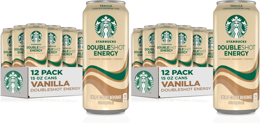 Starbucks Doubleshot Energy Drink Coffee Beverage,Vanilla,Iced Coffee,15 fl oz Cans,(Pack of 24)