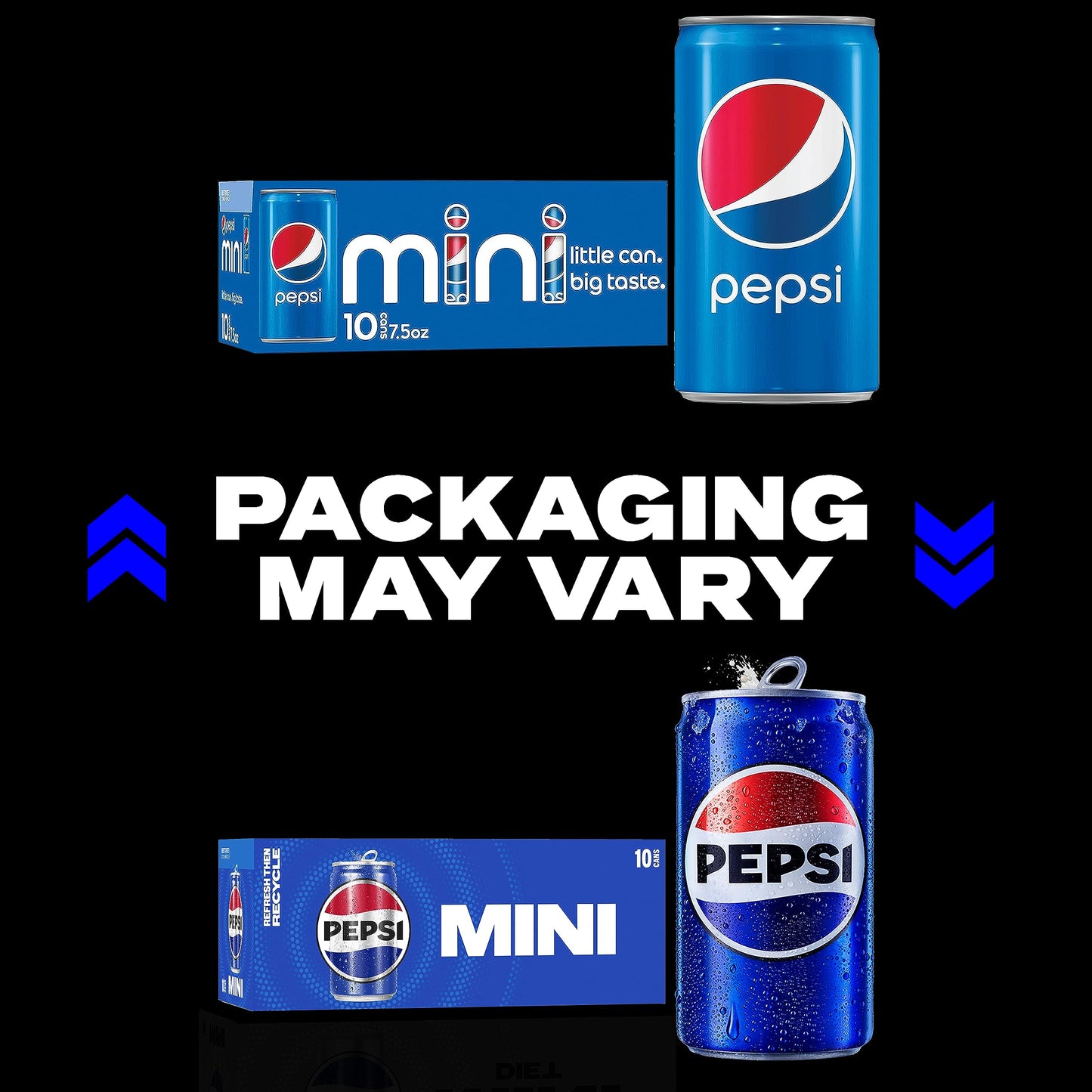 Pepsi Soda, Mini Cans | 7.5 Ounce | 20 Count