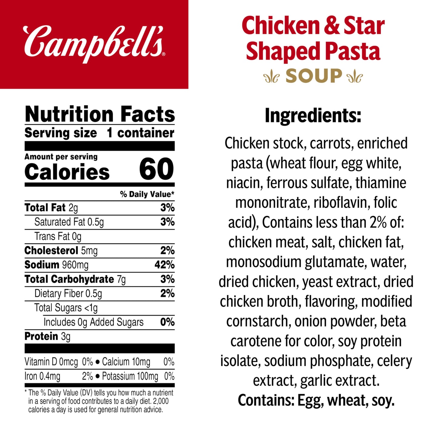 Campbell’s Sipping Soup, Chicken Soup With Star-Shaped Pasta, 10.75 oz Microwavable Cup (8 Pack)