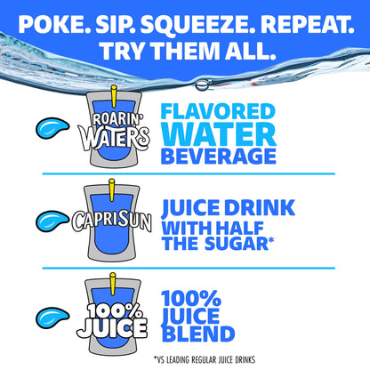 Capri Sun Roarin' Waters Fruit Punch Flavored with other natural flavor Water Beverage, 40 ct Pack, 4 Boxes of 10 Drink Pouches