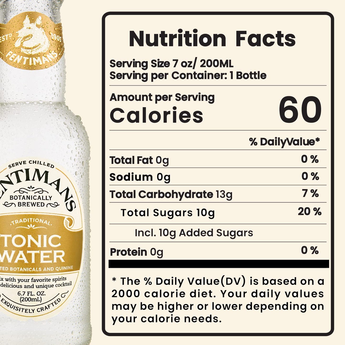 Fentimans Sparkling Tonic Water - Crafted Tonic Water with Quinine, All Natural Mixer, No Artificial Flavors, Preservatives or Sweeteners, Craft Soda, Botanically Brewed - 6.7 Fl Oz (Pack of 4)