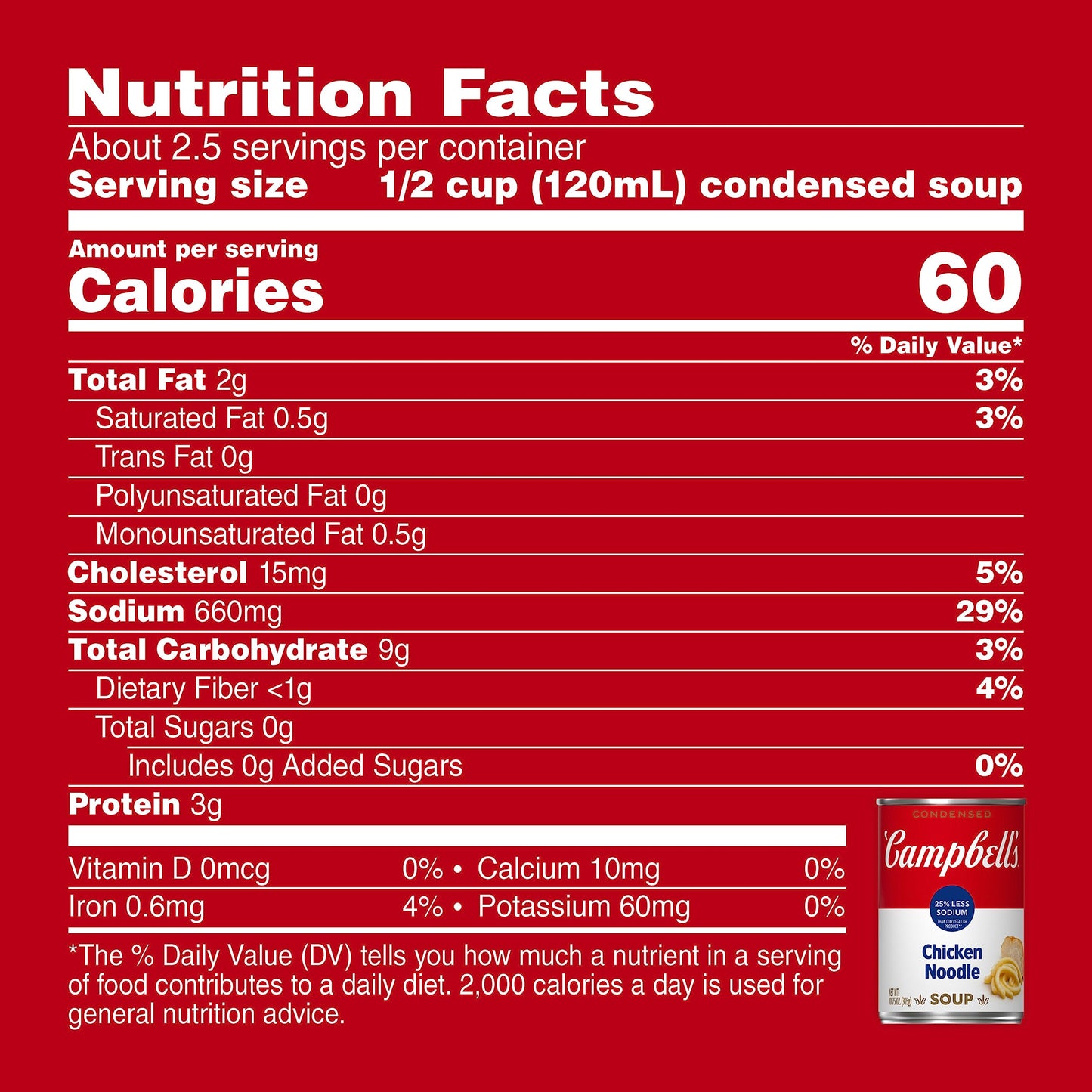 Campbell's Condensed 25% Less Sodium Chicken Noodle Soup, 10.75 Ounce Can (Pack of 4)