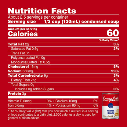 Campbell's Condensed 25% Less Sodium Chicken Noodle Soup, 10.75 Ounce Can (Pack of 4)