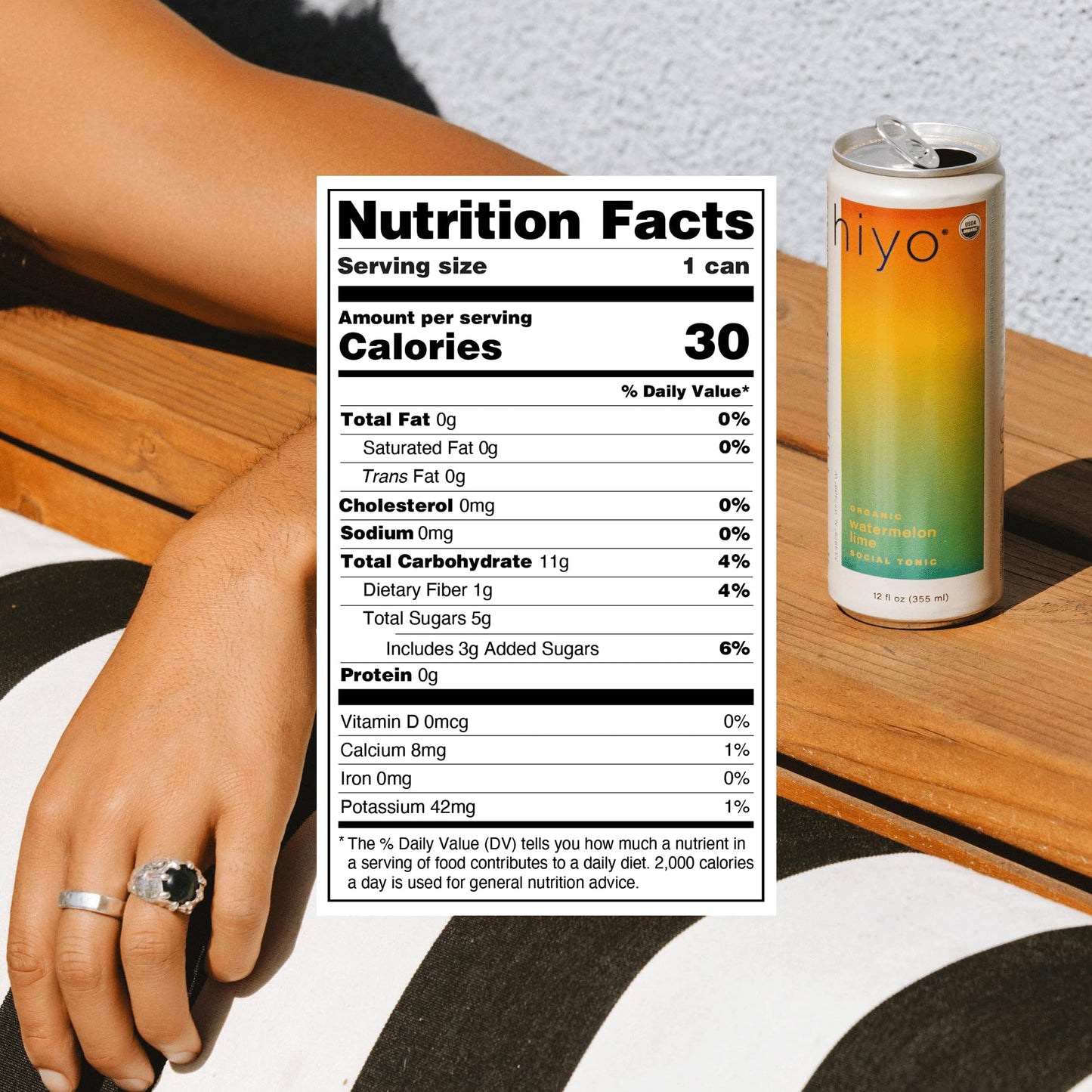 Hiyo Organic Social Tonic - Watermelon Lime, 12 FZ - N.A. Functional Seltzer, Sparkling Water Crafted with Organic Adaptogens, Nootropics & Botanicals
