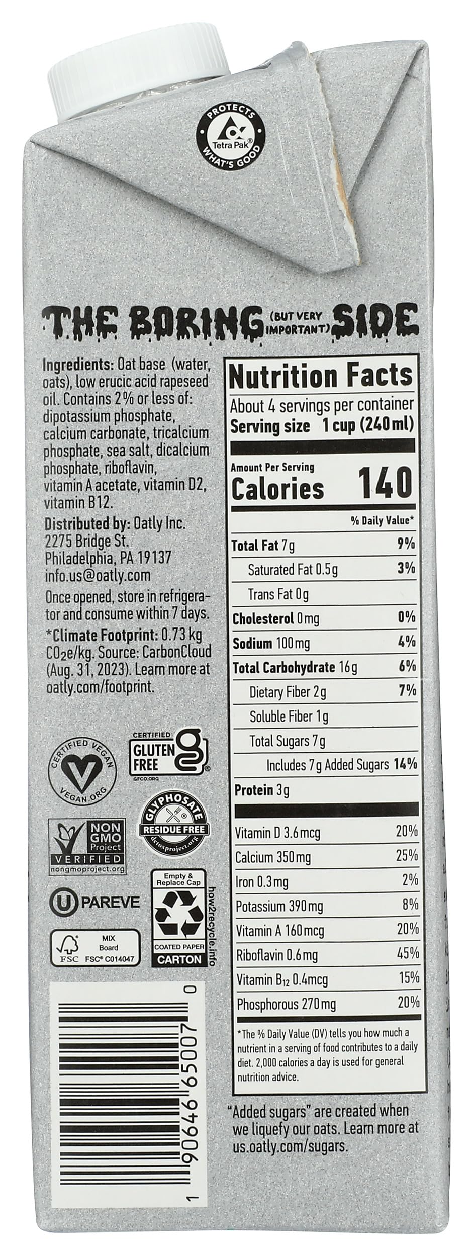 Oatly Barista Edition Oatmilk, vegan, 32 Fl Oz