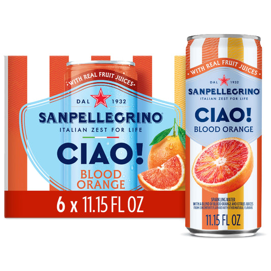 Sanpellegrino CIAO! Blood Orange Sparkling Water, LowCal, 0g Added Sugar, 6Pack