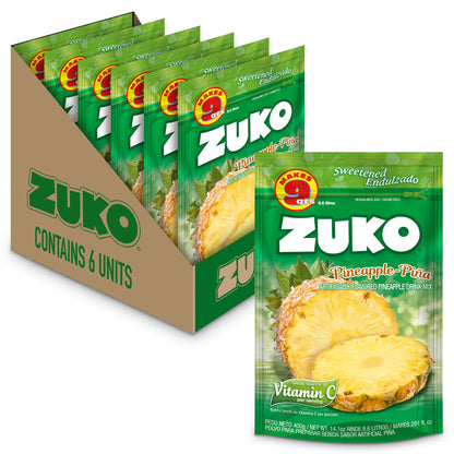 Zuko Pineapple Powdered Drink Mix Family Pack, No Added Sugar Needed, 14.1 oz (Pack of 6)