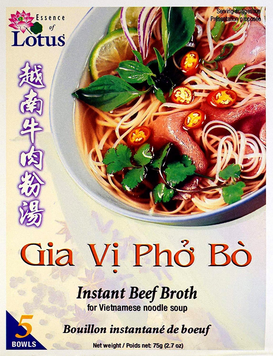Essence of Lotus Instant Beef Pho Soup Mix — Ready-to-Eat Flavorful, Restaurant-Quality Pho broth, Made in the US (Beef Pho Soup Mix, 1-Pack)