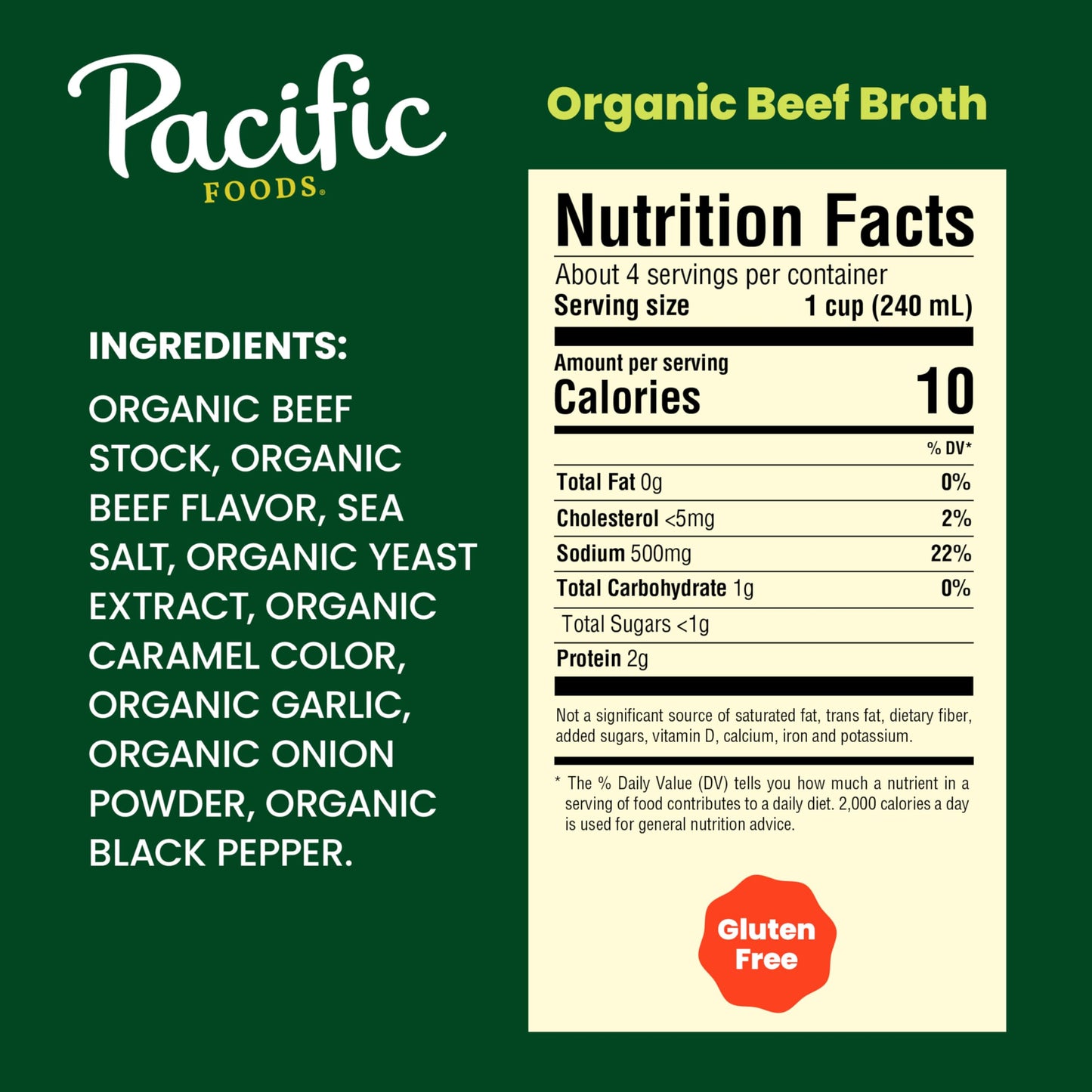 Pacific Foods Organic Beef Broth, 32 oz Carton