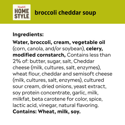 Campbell’s Homestyle Broccoli Cheddar Soup, 16.3 oz Can (12 Pack)