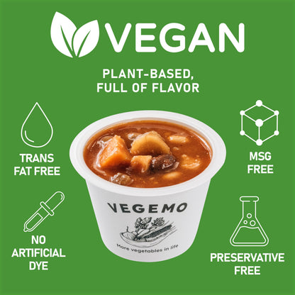 VEGEMO, Minestrone Soup, vegan, 0g Trans Fat, No Preservatives, No artificial dyes, No Added MSG, made in Japan, 6.35 oz, Pack of 4, Microwavable cup