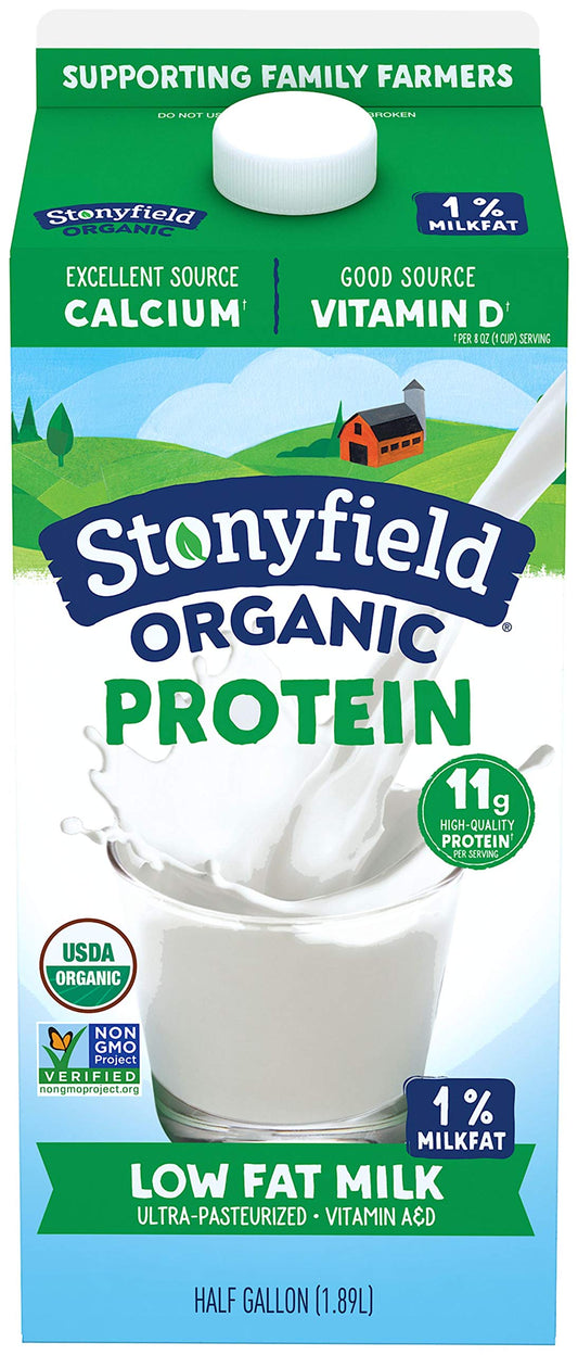 Stonyfield Organic Milk Ultra Pasteurized Half Gallon, 1%, 64 oz