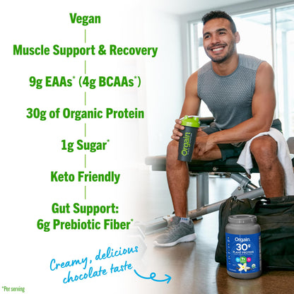 Orgain 30g High Protein Ready To Drink Shake, Chocolate Fudge, 11 Fl Oz (Pack of 12) + Orgain Organic 30g Vegan Protein Powder, Vanilla 2.01 lb (Packaging May Vary) Bundle