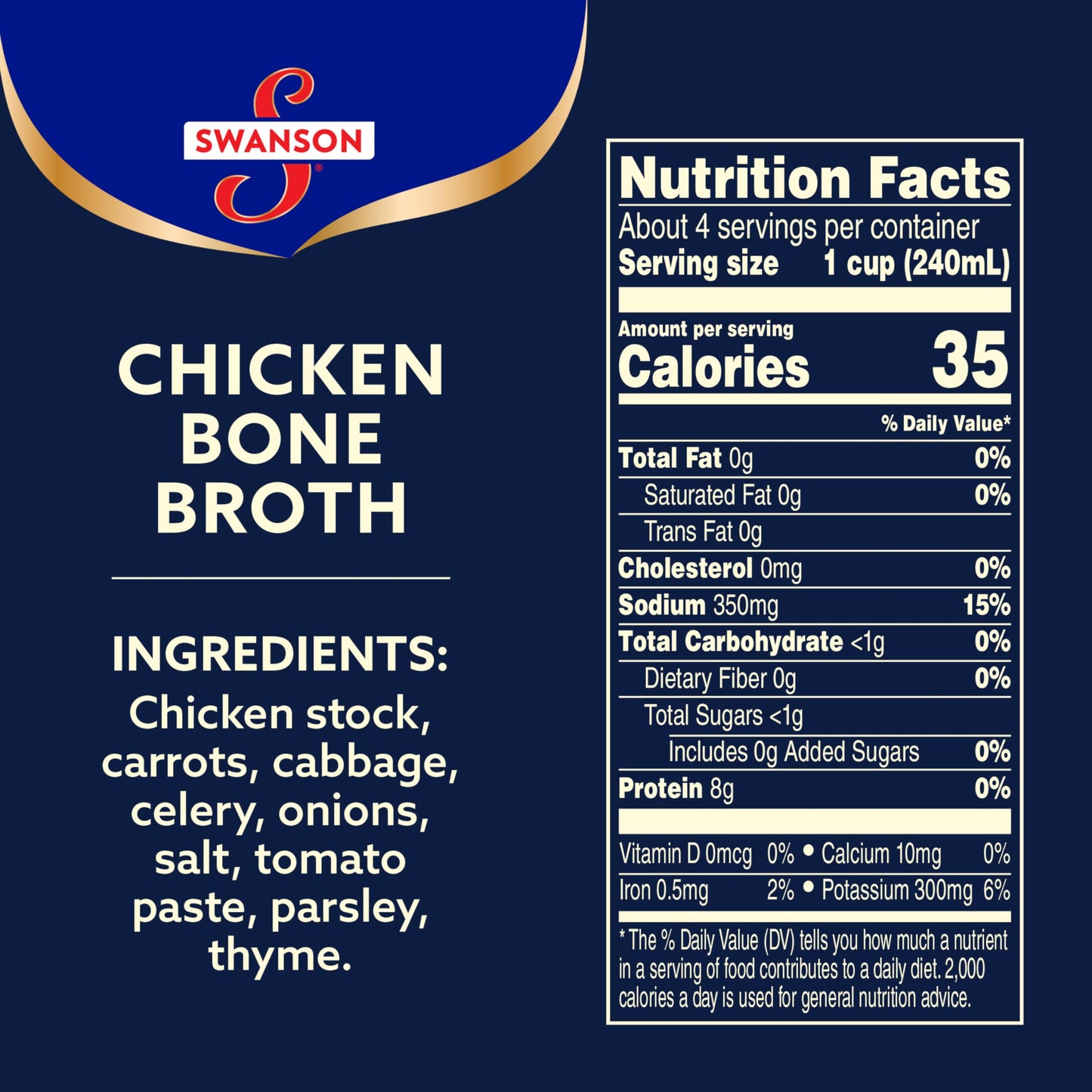 SWANSON S Chicken Bone Broth, 32 oz Carton
