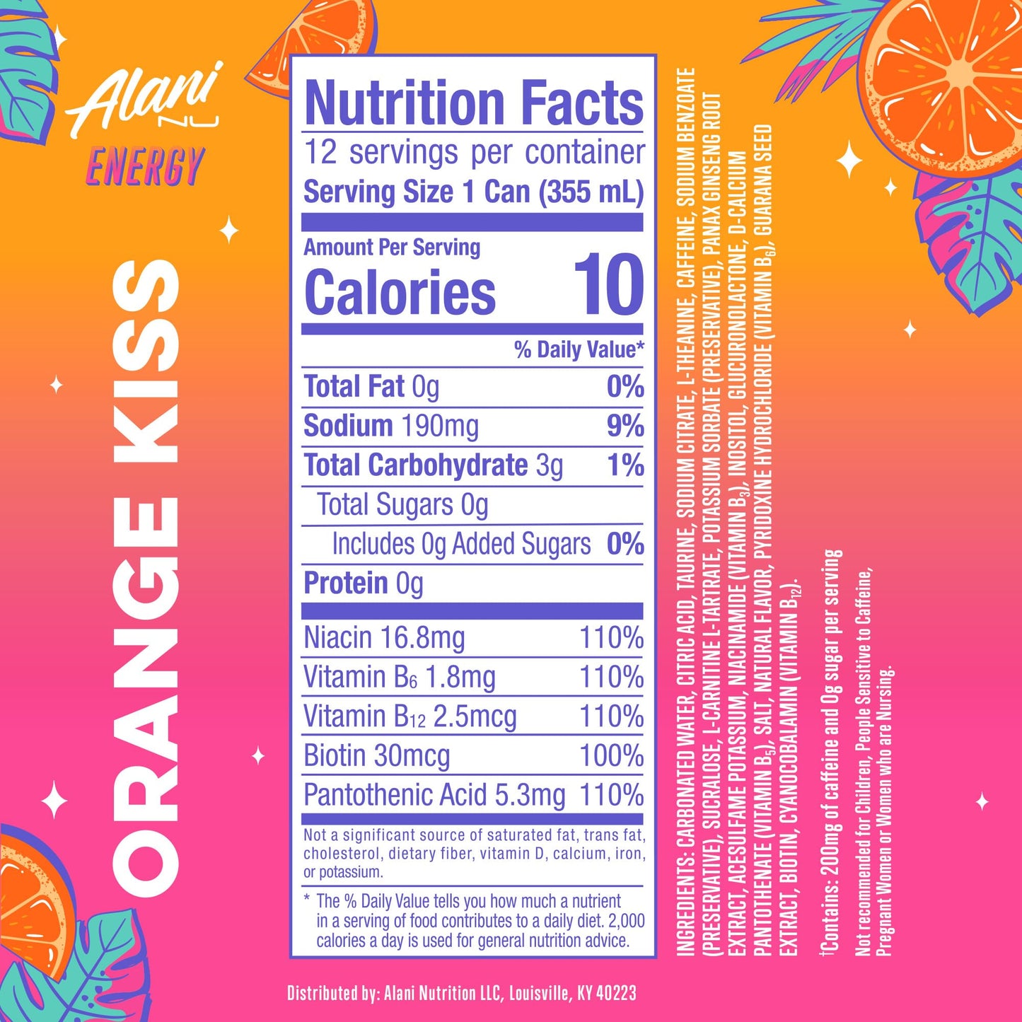 Alani Nu Orange Kiss Sugar Free Energy Drink (Pack of 12)