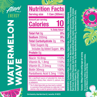 Alani Nu Watermelon Wave Sugar Free Energy Drink (Pack of 12)