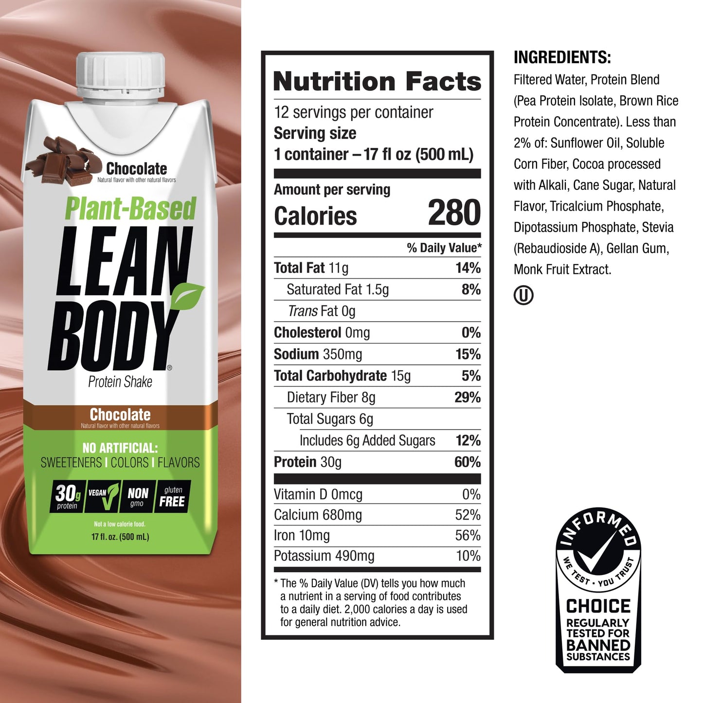 Lean Body Ready-to-Drink, Plant-Based Vegan Taster Pack, 30g Protein, No Artificial Flavors, Sweeteners or Colors, Non GMO, Gluten Free, Premium Pea & Rice Blend (Pack of 2)