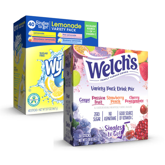 Welch's & Wyler's Light Singles To Go Bundle - 70 Powdered Drink Mix Sticks - Variety Pack